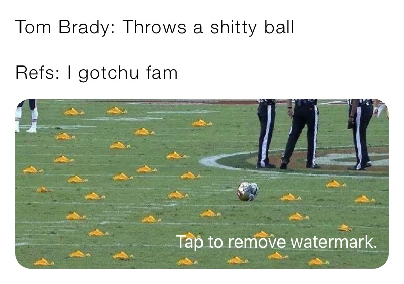 Tom Brady: Throws a shitty ball

Refs: I gotchu fam
