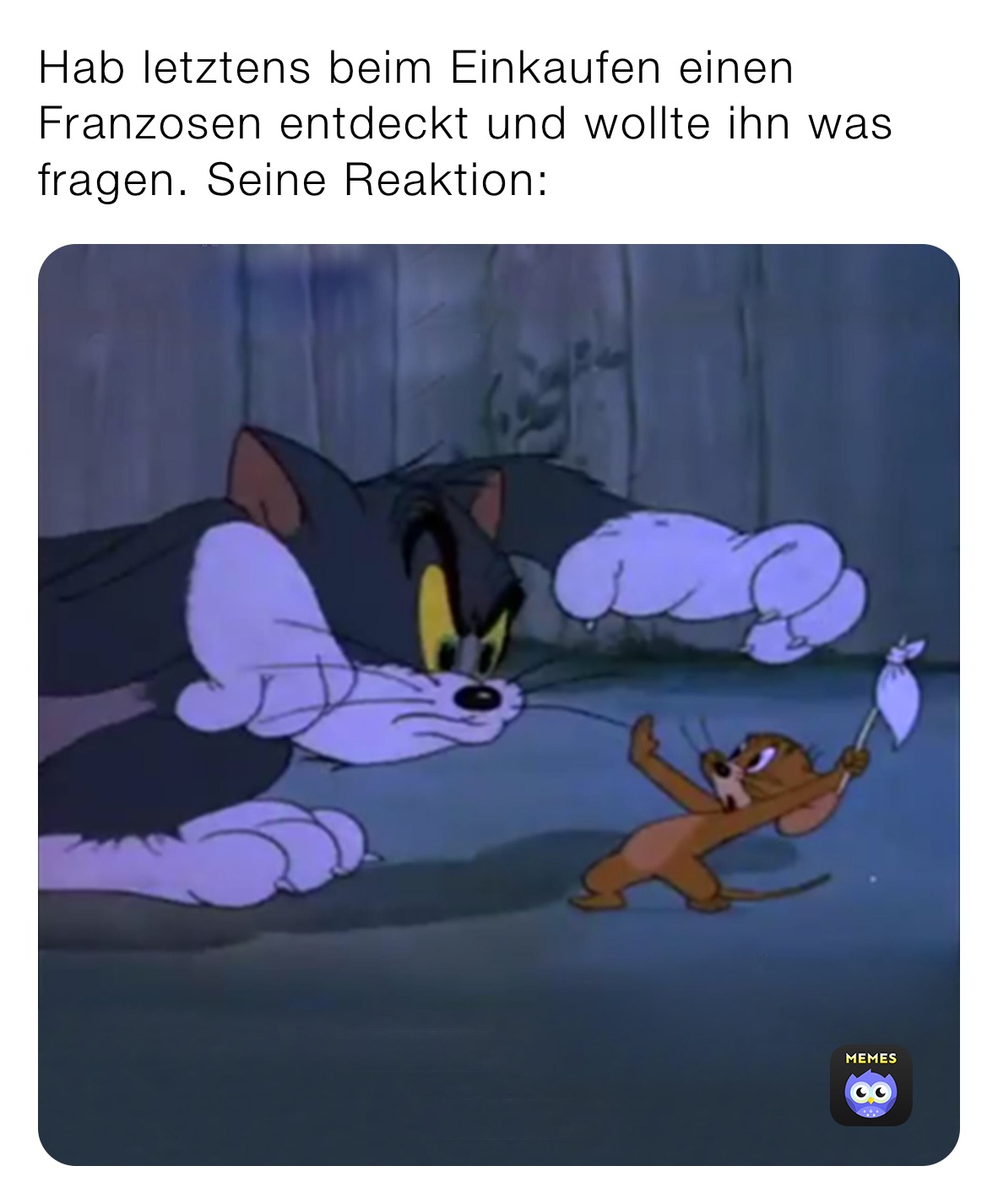 Hab letztens beim Einkaufen einen Franzosen entdeckt und wollte ihn was fragen. Seine Reaktion: