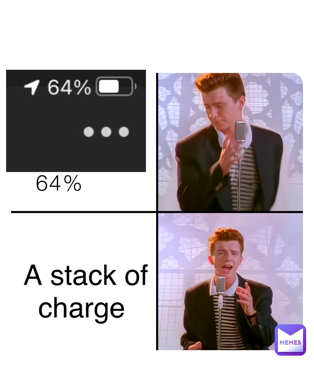 64% A stack of 
charge