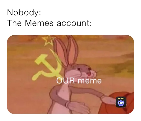 Nobody:
The Memes account: