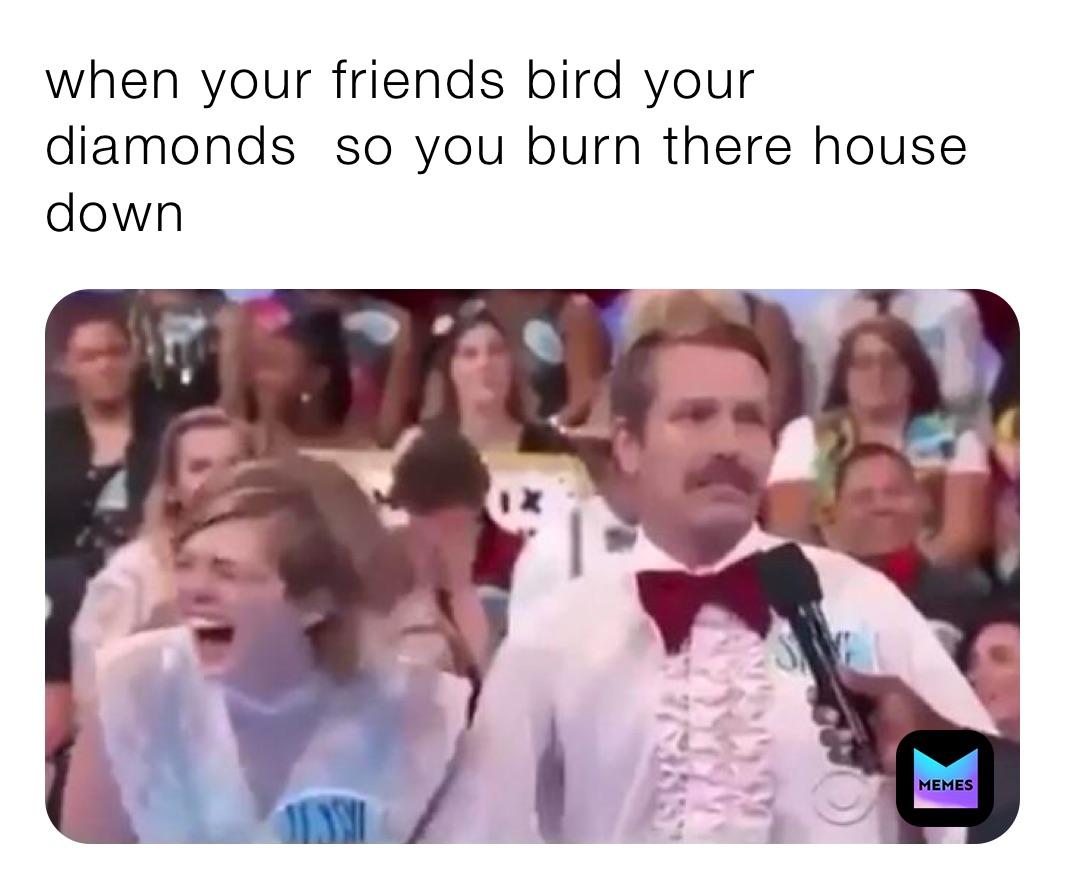 when your friends bird your diamonds  so you burn there house down 