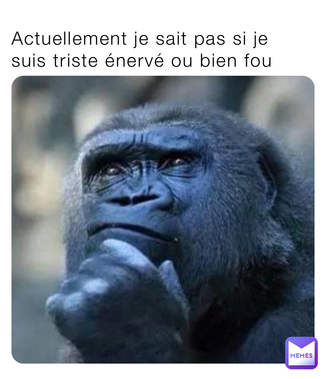 Actuellement je sait pas si je suis triste énervé ou bien fou