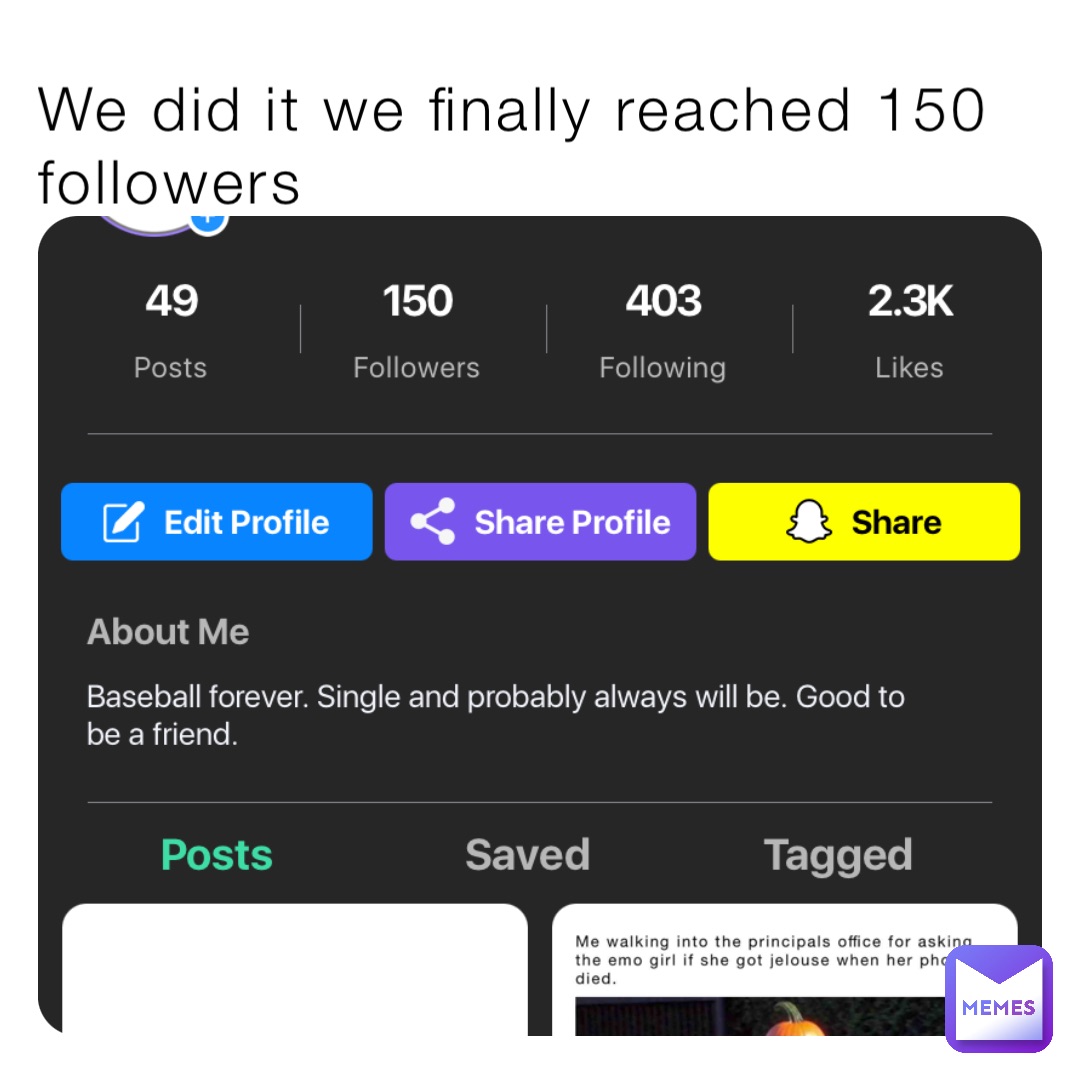 We did it we finally reached 150 followers