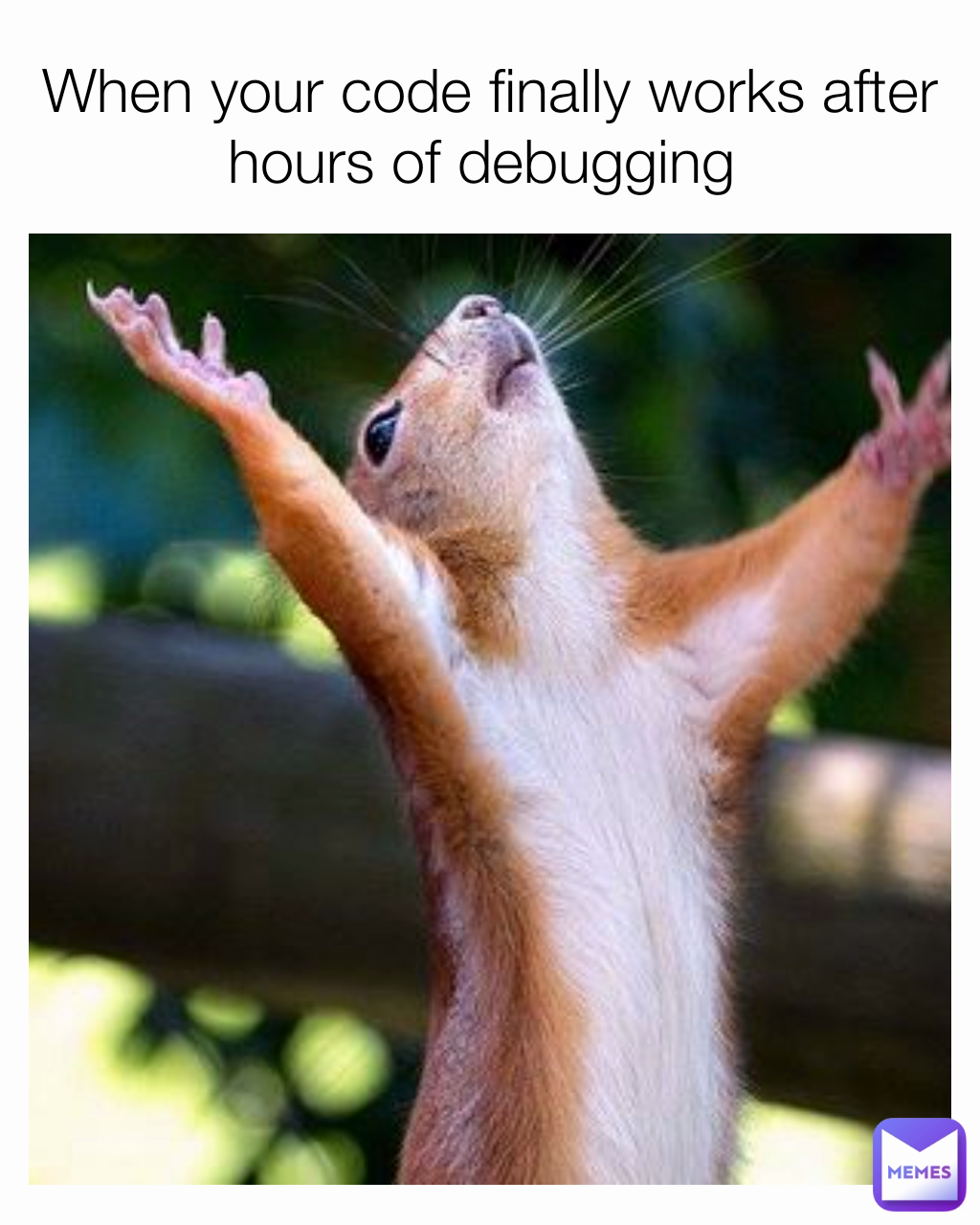 When your code finally works after hours of debugging 