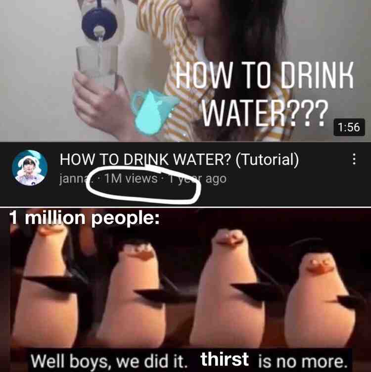 I can Finally not be thrirsty anymore π #drinkwater #penguinsofmadagascar