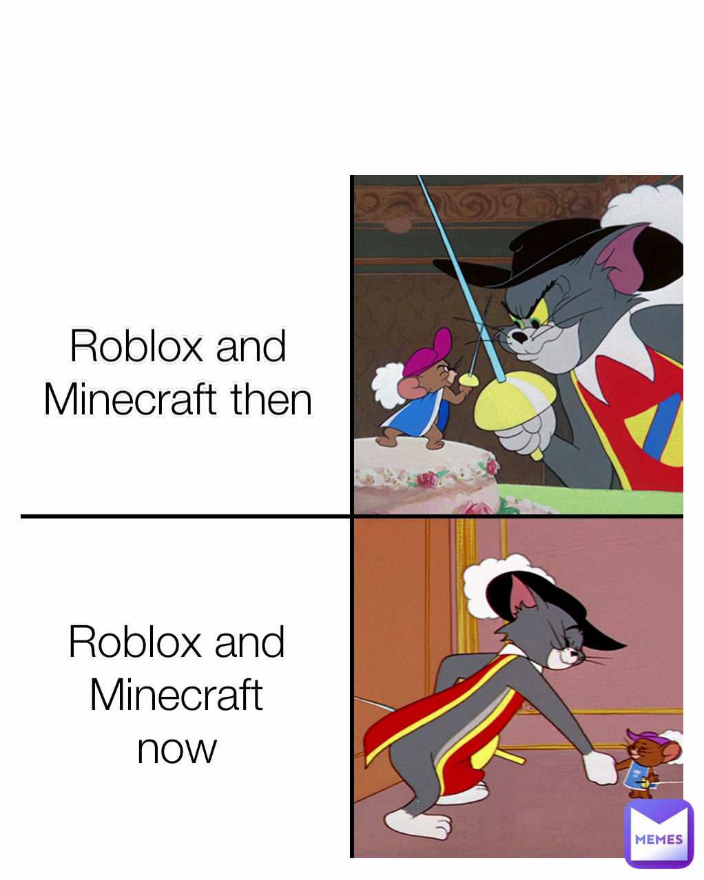 Roblox and Minecraft now Roblox and Minecraft then