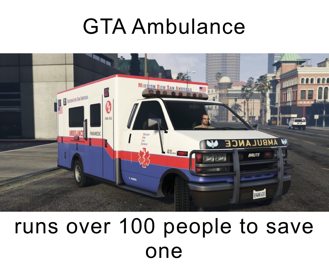 GTA Ambulance runs over 100 people to save one