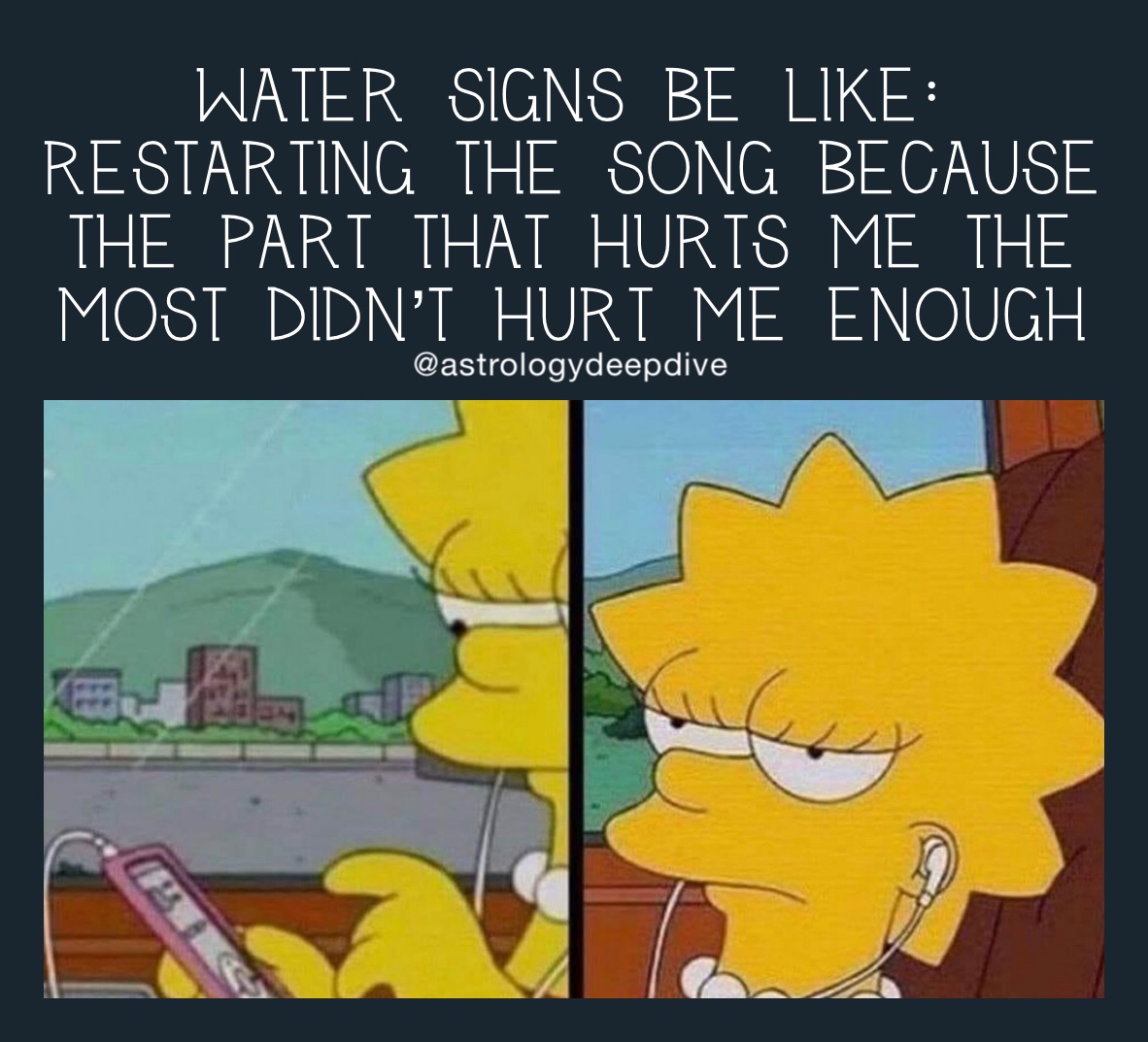 Water signs be like: restarting the song because the part that hurts me ...