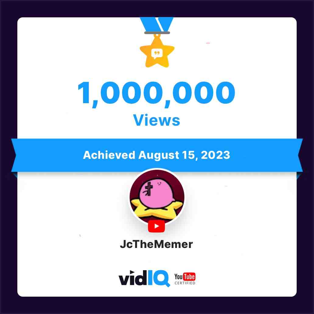 Thank you everyone for helping me get past a million views