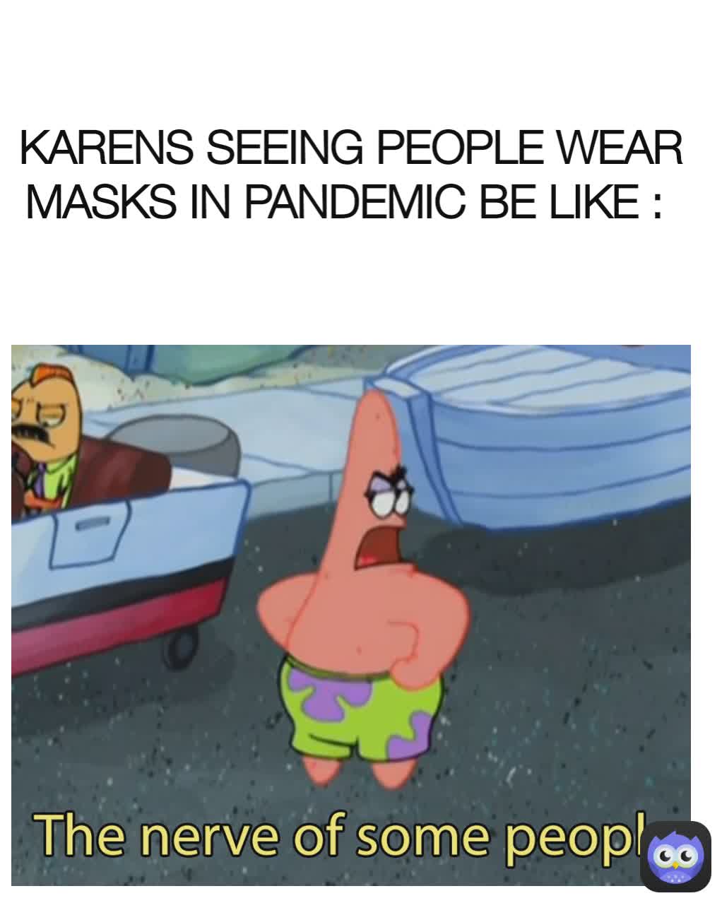 KARENS SEEING PEOPLE WEAR MASKS IN PANDEMIC BE LIKE : 