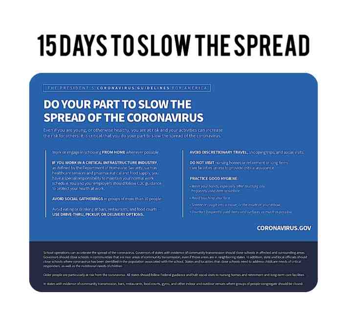15 DAYS TO SLOW THE SPREAD