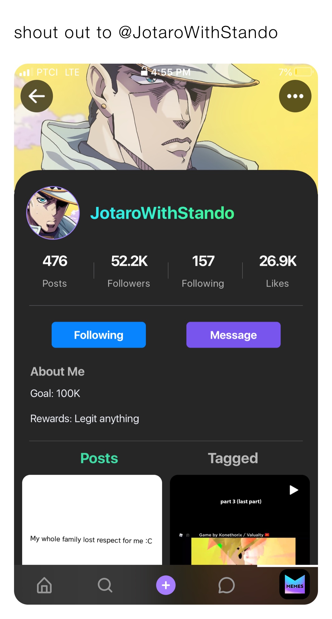 shout out to @JotaroWithStando
