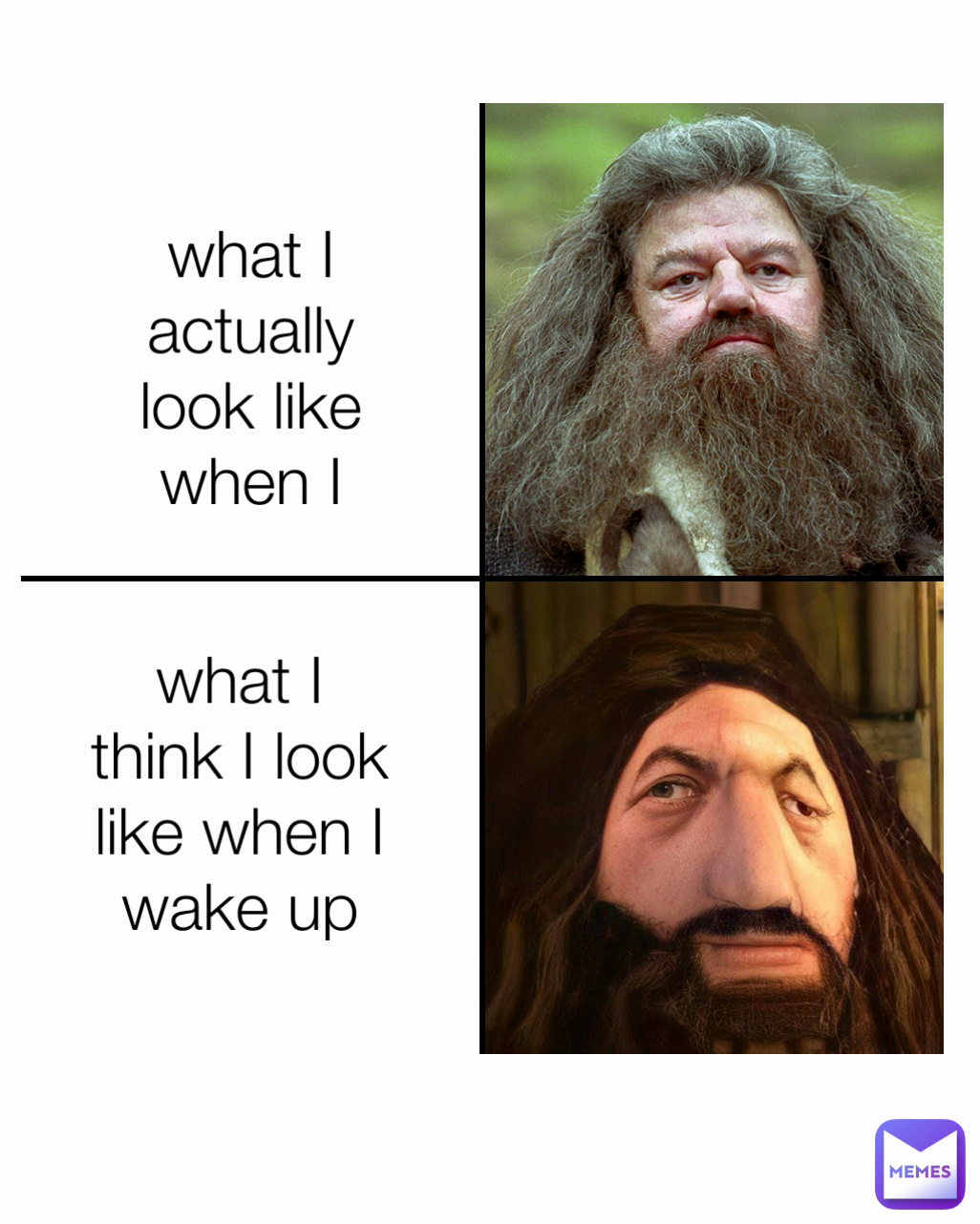 what I think I look like when I wake up Type Text what I actually look like when I wake up