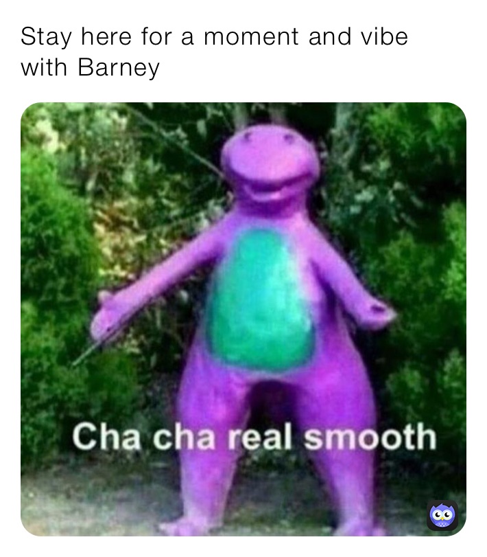 Stay here for a moment and vibe with Barney 