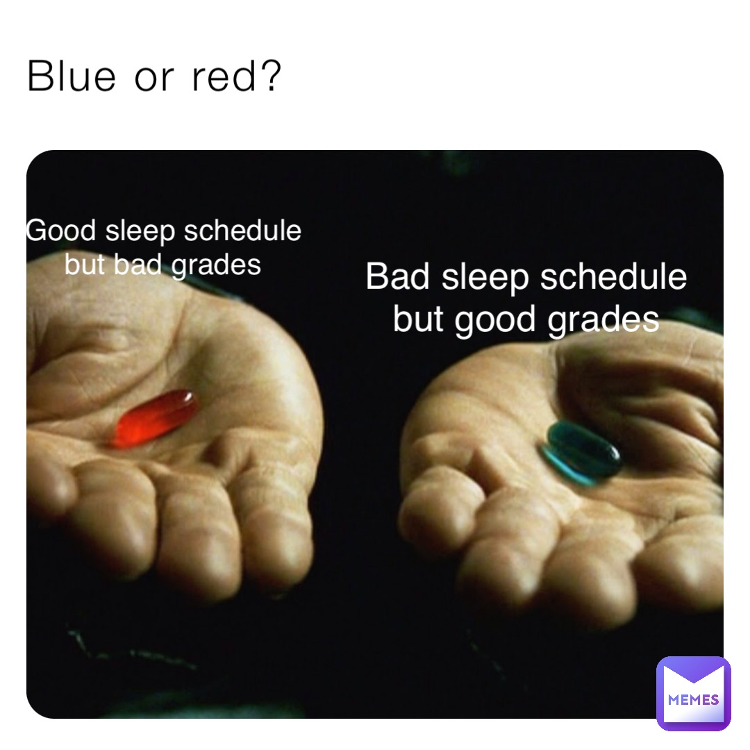 Blue or red? Good sleep schedule but bad grades Bad sleep schedule but good grades