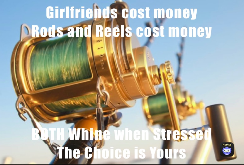 Girlfriends cost money
Rods and Reels cost money  BOTH Whine when Stressed
The Choice is Yours