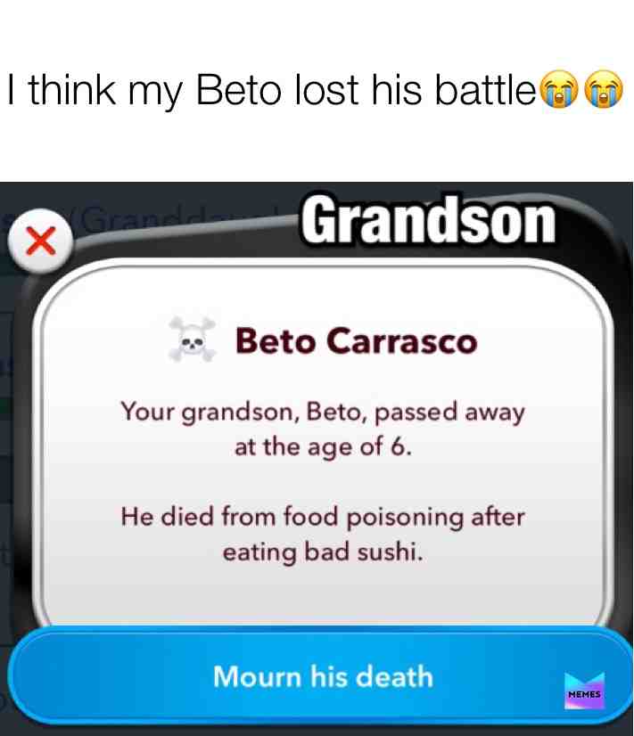 My grandson dying at the age of 6
