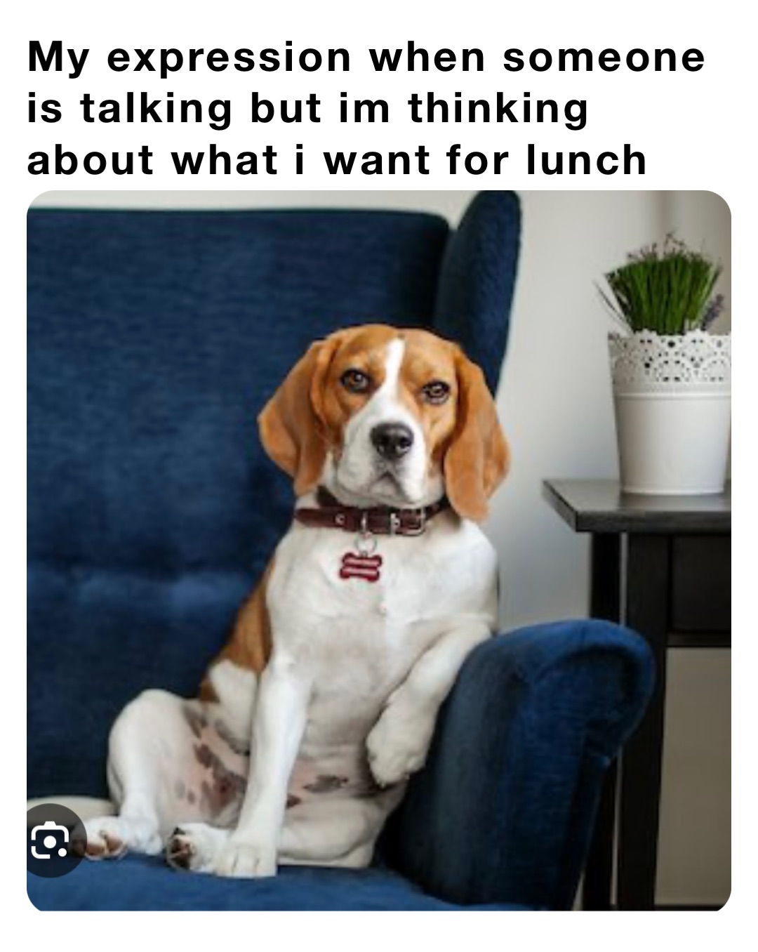 My expression when someone is talking but im thinking about what i want for lunch