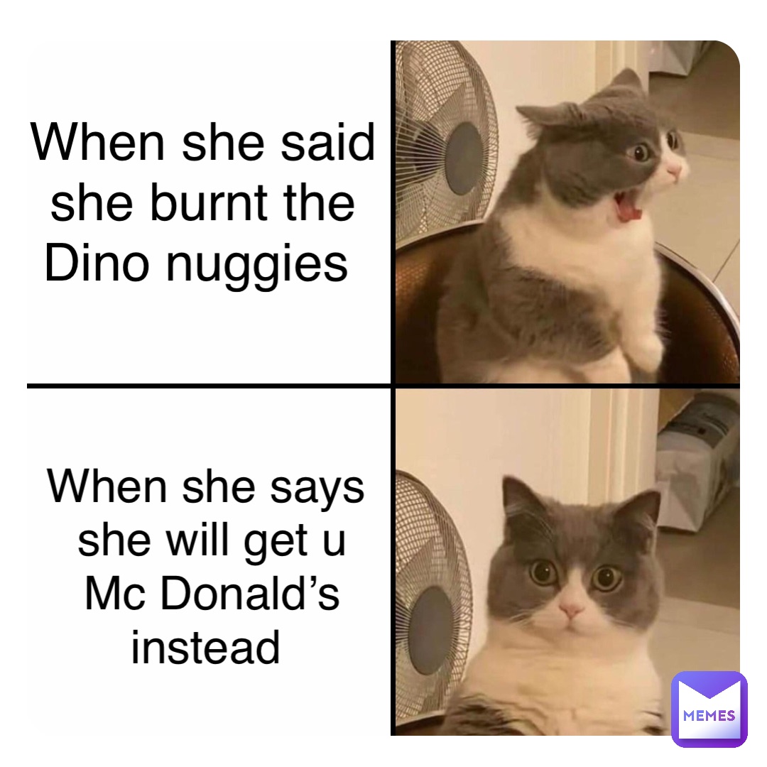 When she said she burnt the Dino nuggies When she says she will get u Mc Donald’s instead