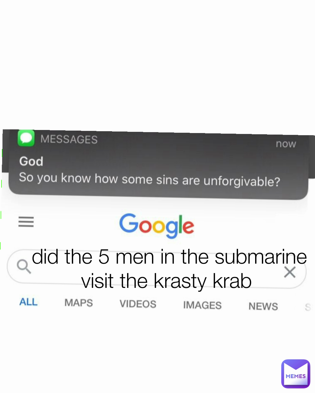 Type Text did the 5 men in the submarine visit the krasty krab 