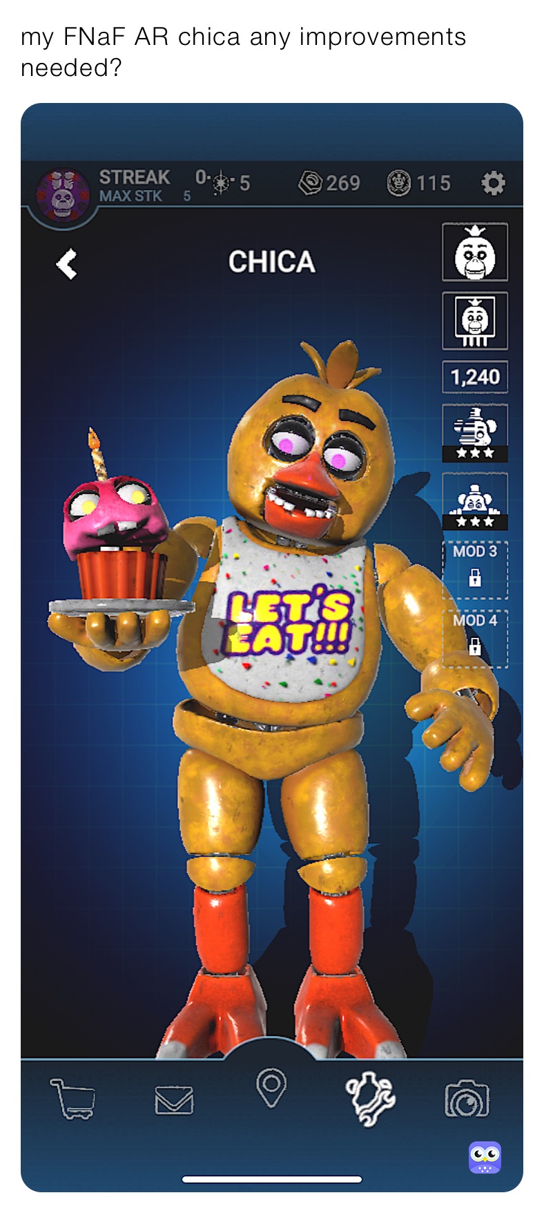 my FNaF AR chica any improvements needed? | @hoodedwraith549 | Memes