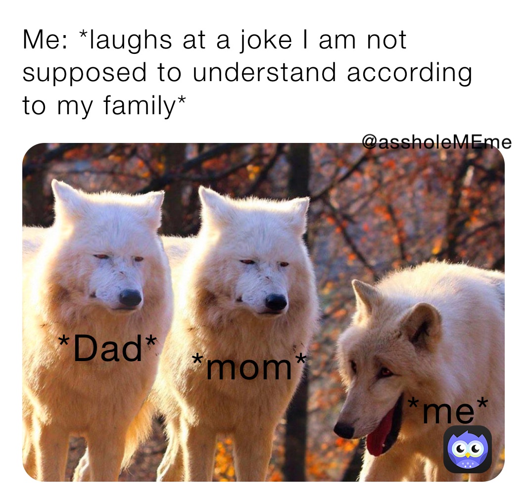 Me: *laughs at a joke I am not supposed to understand according to my family*