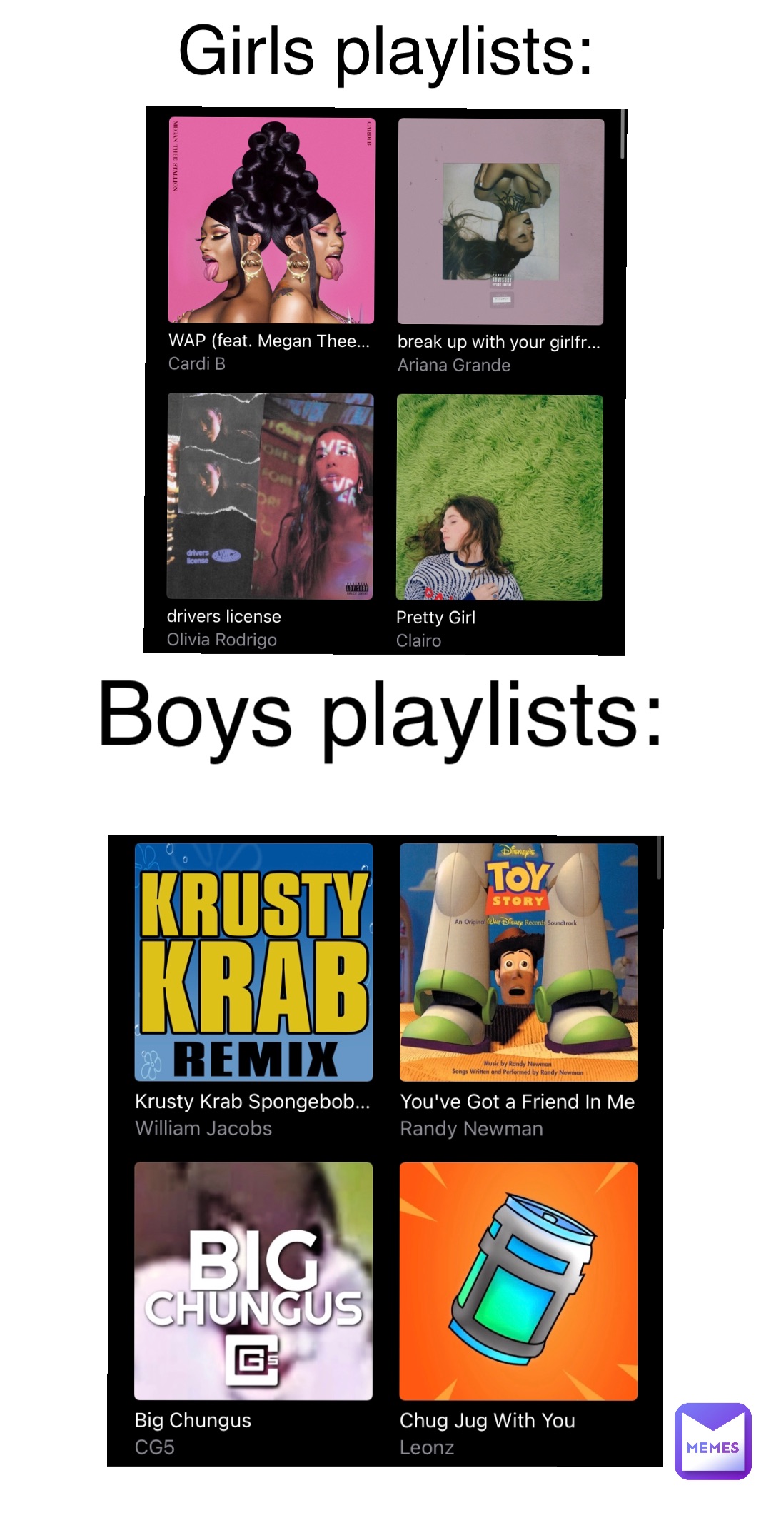 Double tap to edit Double tap to edit Boys playlists: Girls playlists ...