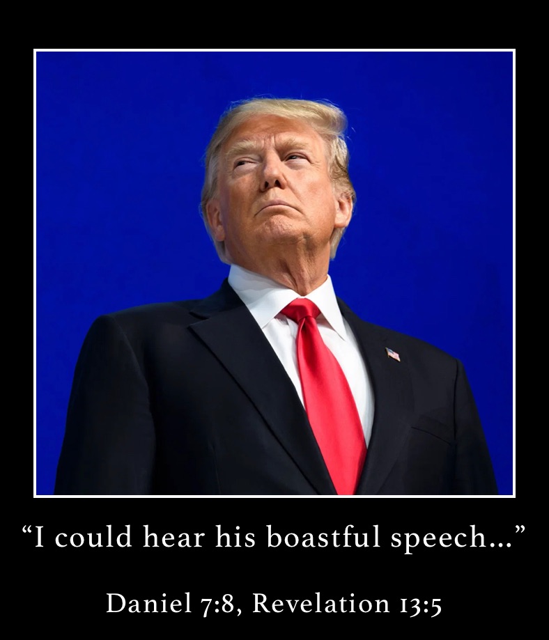 “I could hear his boastful speech…”

Daniel 7:8, Revelation 13:5