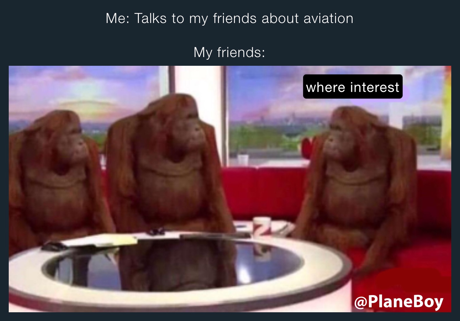 Me: Talks to my friends about aviation

My friends: