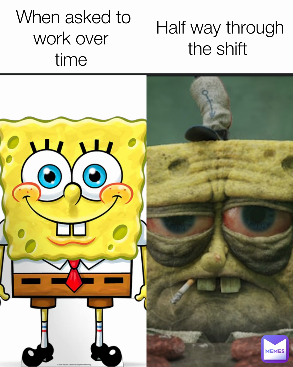 Half way through the shift  When asked to work over 
time 