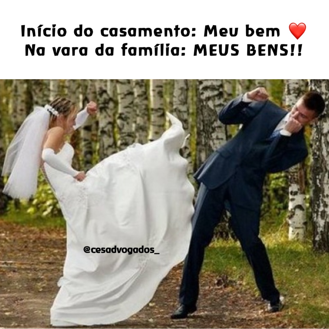 Início do casamento: Meu bem ❤️
Na vara da família: MEUS BENS!! @cesadvogados_