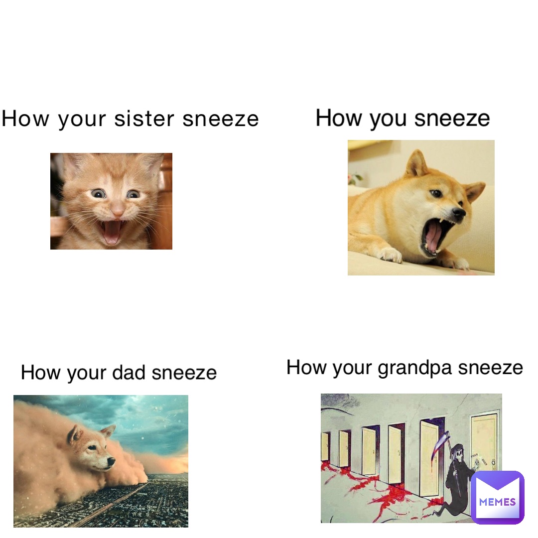 How your sister sneeze How you sneeze How your dad sneeze How your grandpa sneeze