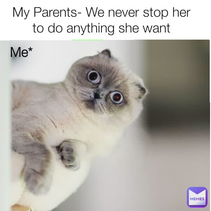 My Parents- We never stop her to do anything she want
 Me*