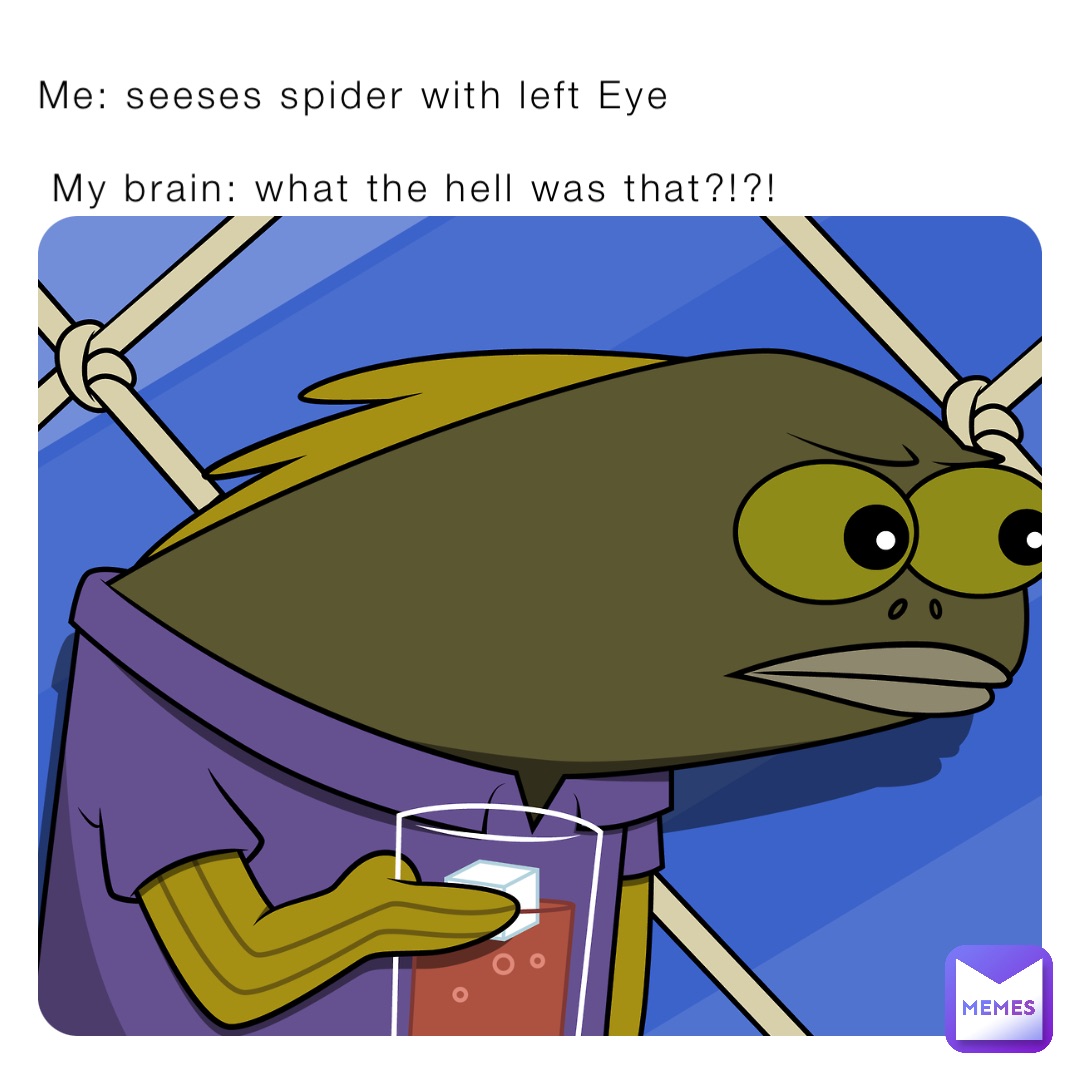 Me: seeses spider with left Eye 
 
 My brain: what the hell was that?!?!