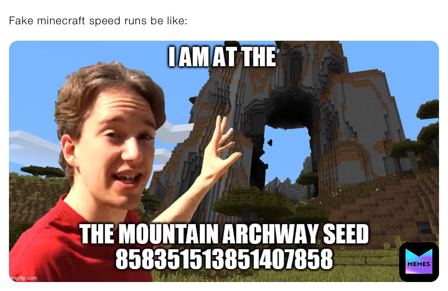 Fake minecraft speed runs be like: