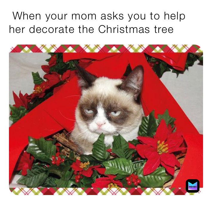  When your mom asks you to help her decorate the Christmas tree 