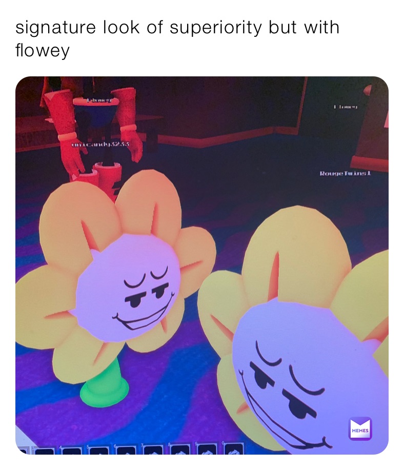 signature look of superiority but with flowey