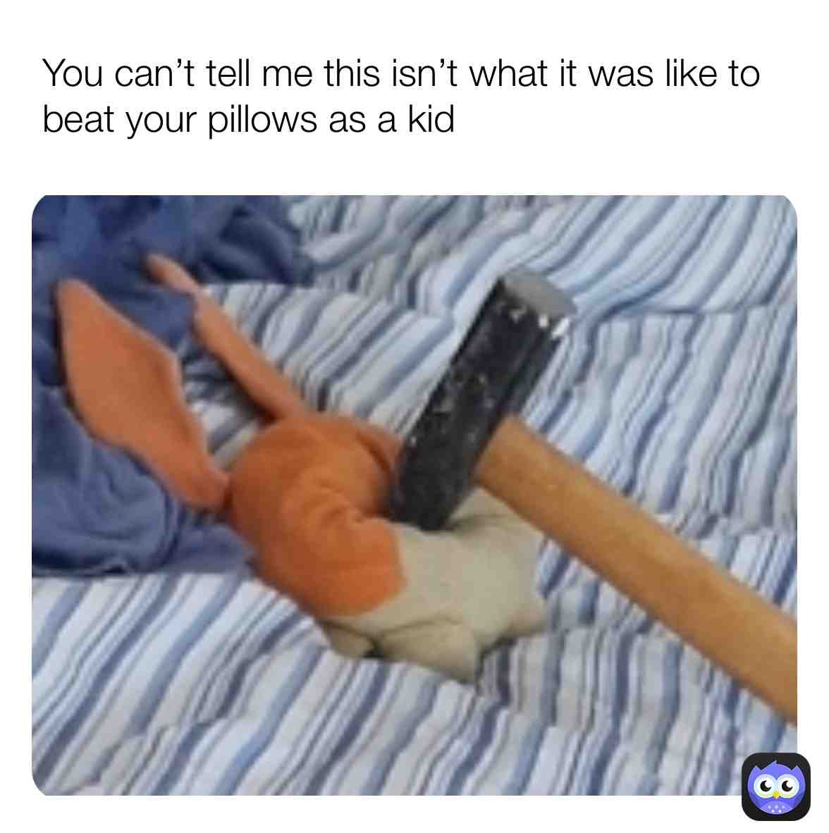 Ok if you didn’t beat the shit out of your pillows when you were a kid you didn’t have a child hood