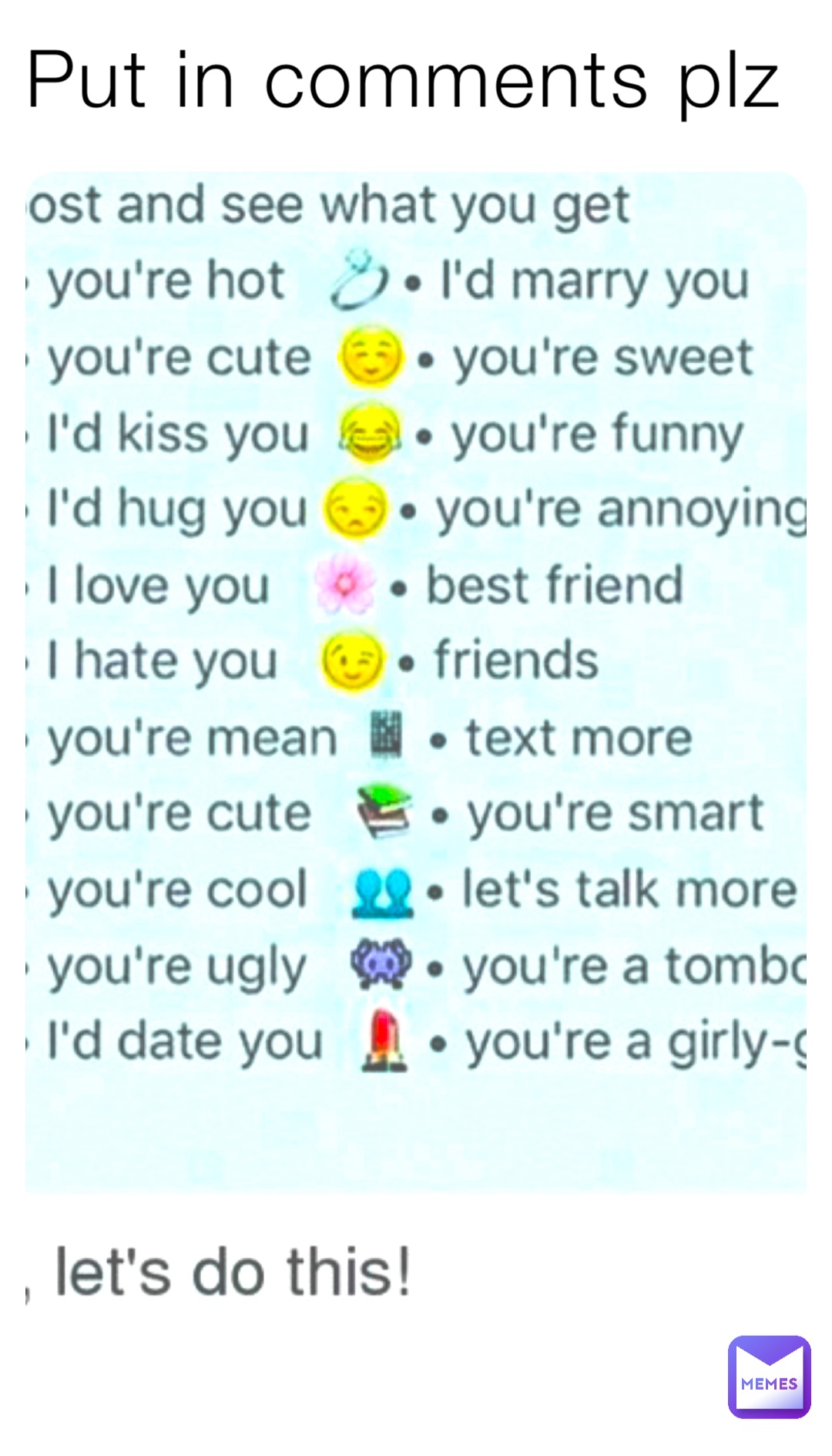 Put in comments plz