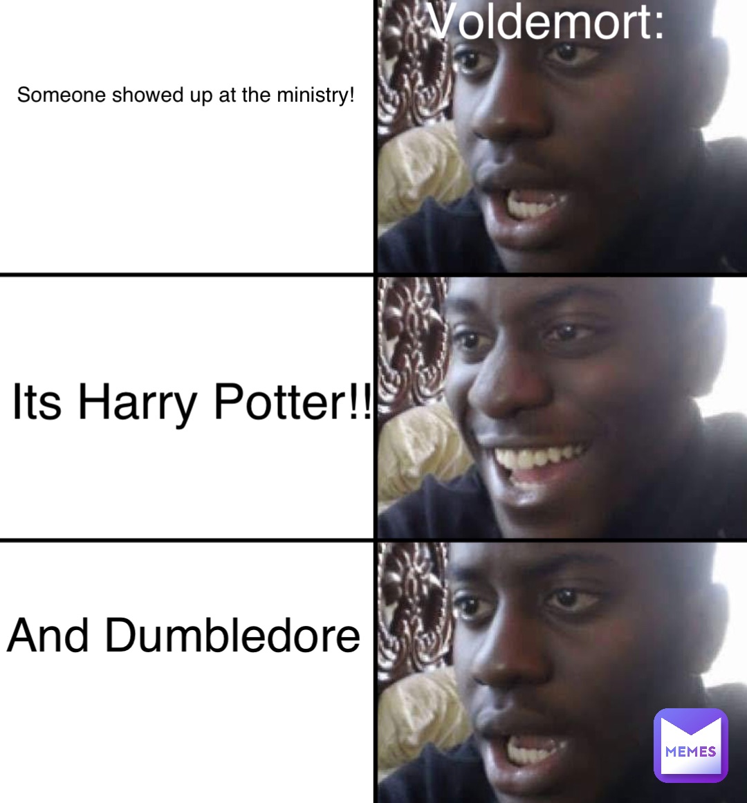 Voldemort: Someone showed up at the ministry! Its Harry Potter!! And Dumbledore