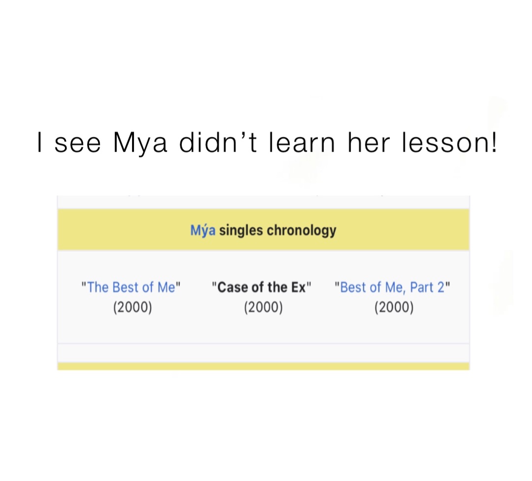 I see Mya didn’t learn her lesson!