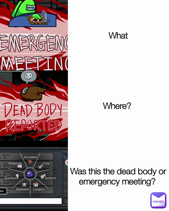 What Where?  Was this the dead body or emergency meeting? 