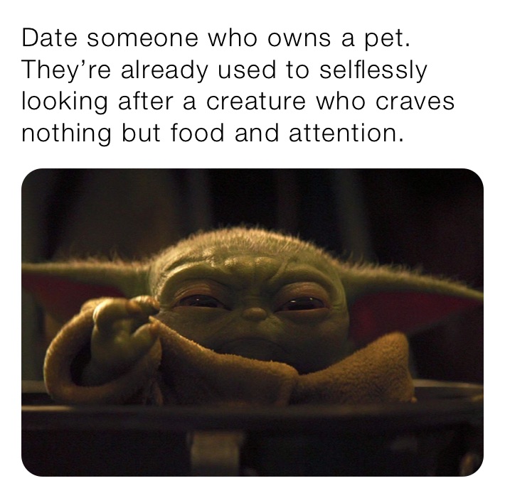 Date someone who owns a pet. They’re already used to selflessly looking after a creature who craves nothing but food and attention.