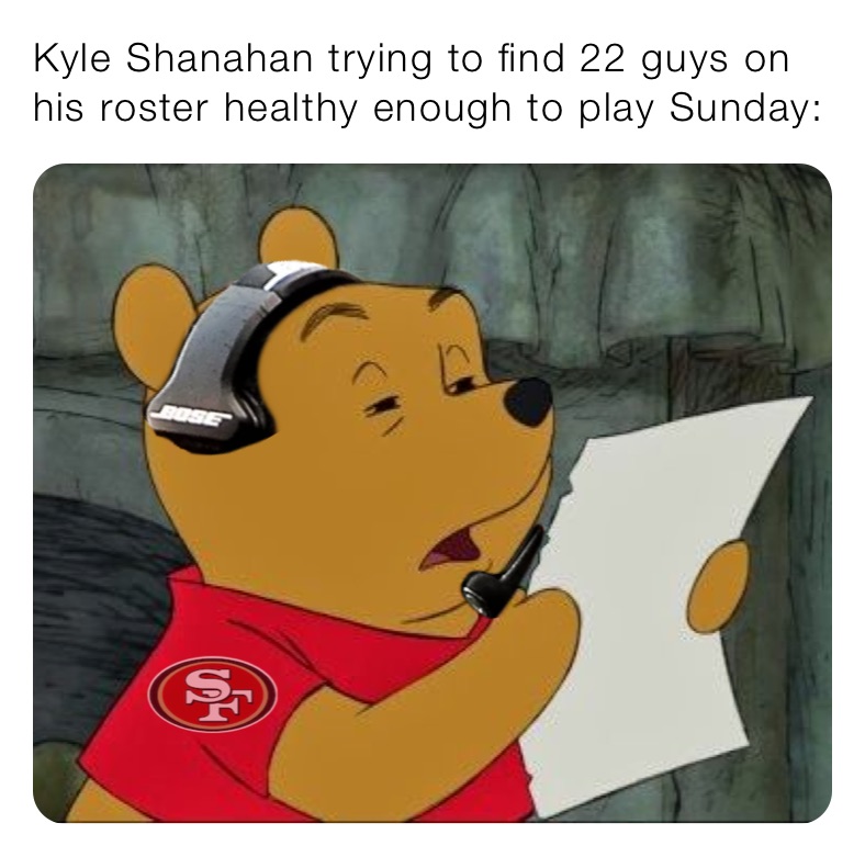 Kyle Shanahan trying to find 22 guys on his roster healthy enough to play Sunday: