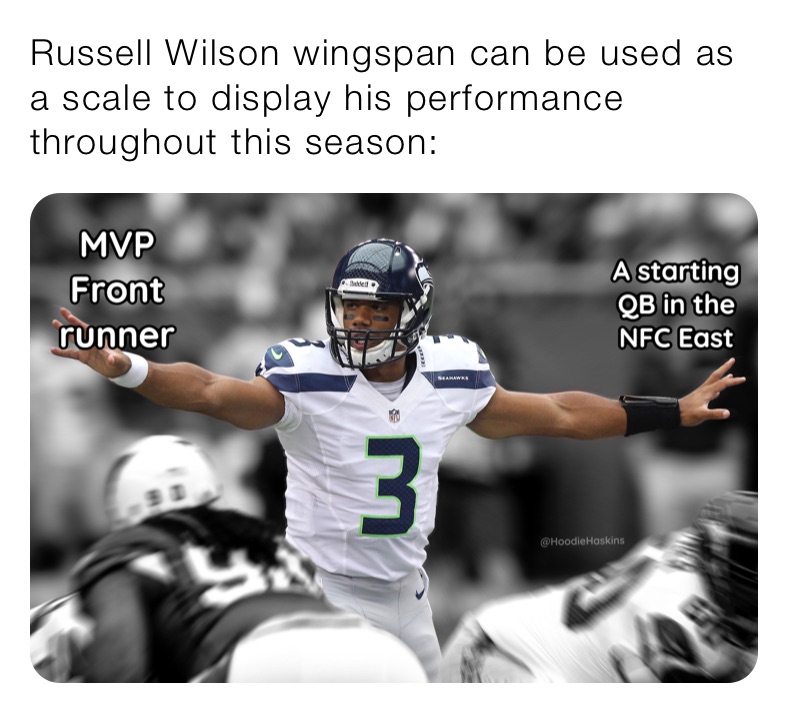 Russell Wilson wingspan can be used as a scale to display his performance throughout this season: