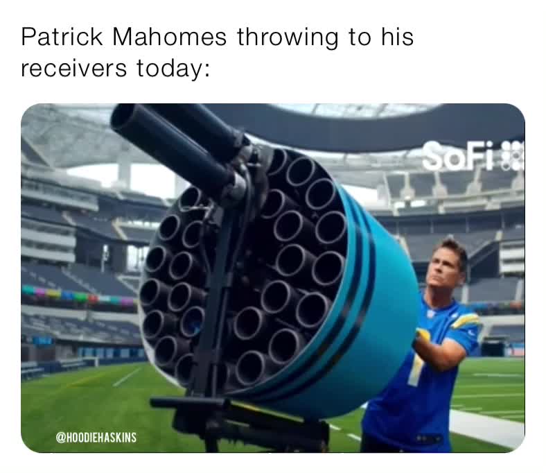 Patrick Mahomes throwing to his receivers today HoodieHaskins Memes