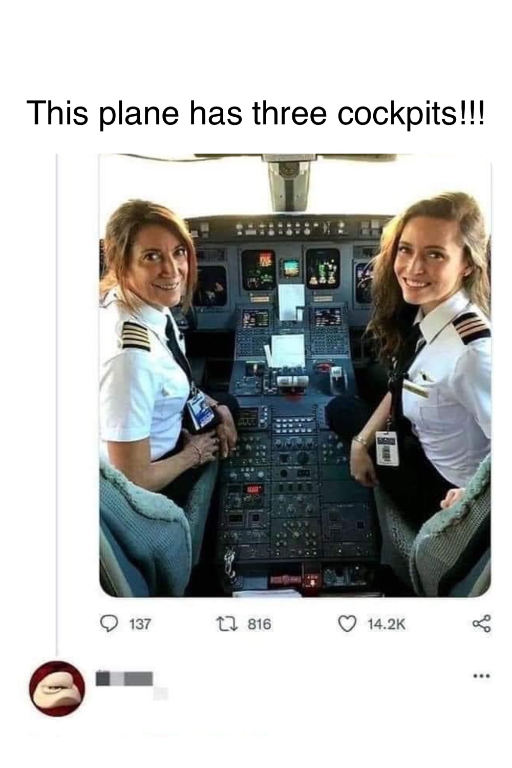 Double tap to edit This plane has three cockpits!!!