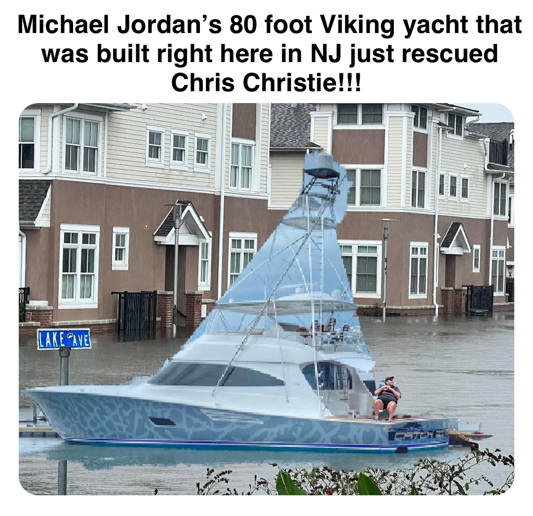 Double tap to edit Michael Jordan’s 80 foot Viking yacht that was built right here in NJ just rescued Chris Christie!!!