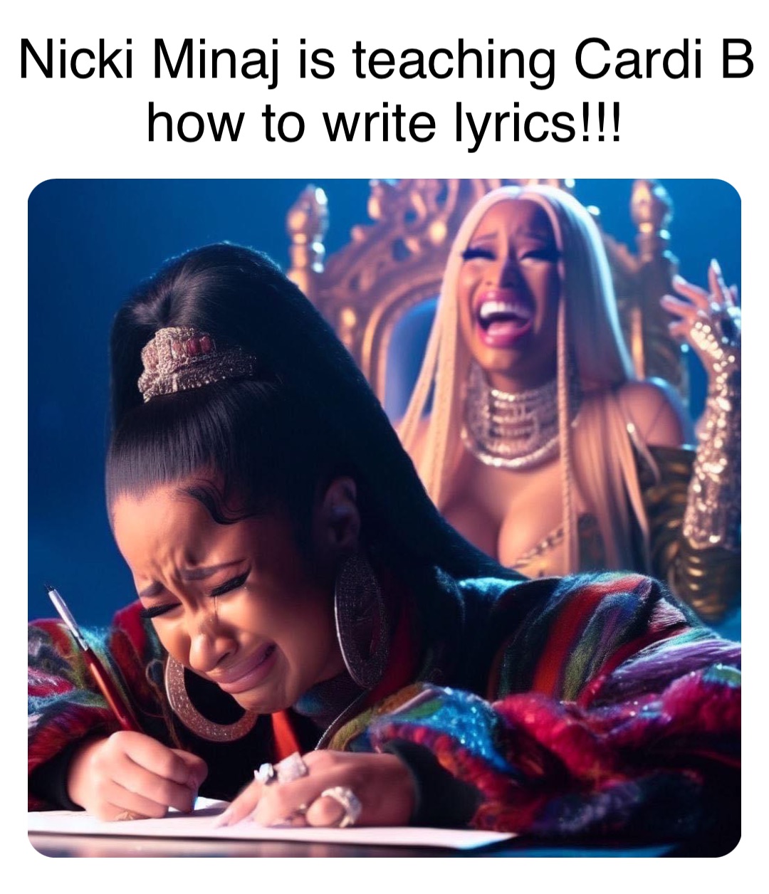 Double tap to edit Nicki Minaj is teaching Cardi B how to write lyrics!!!