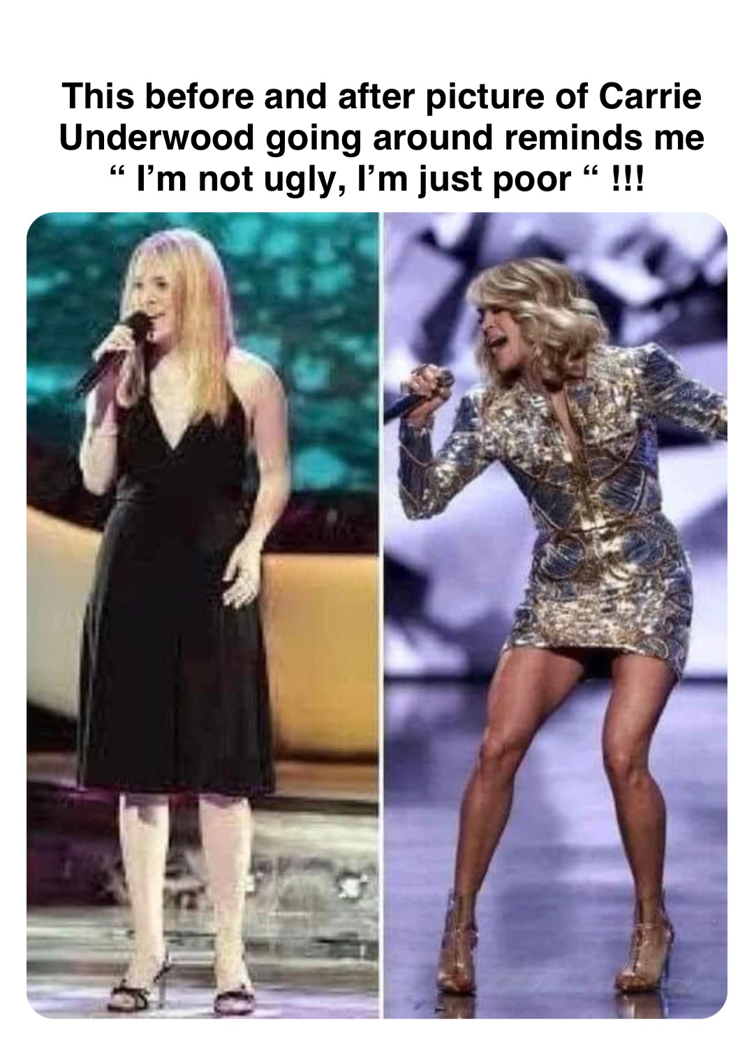 Double tap to edit This before and after picture of Carrie Underwood ...